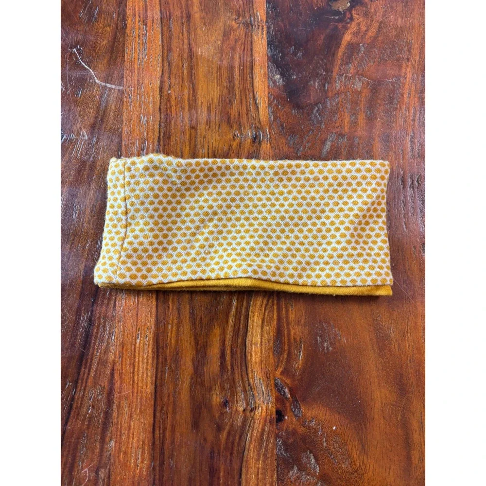 Smartwool Merino Wool Reversible Headband Mustard Yellow Honeycomb Dot Pattern